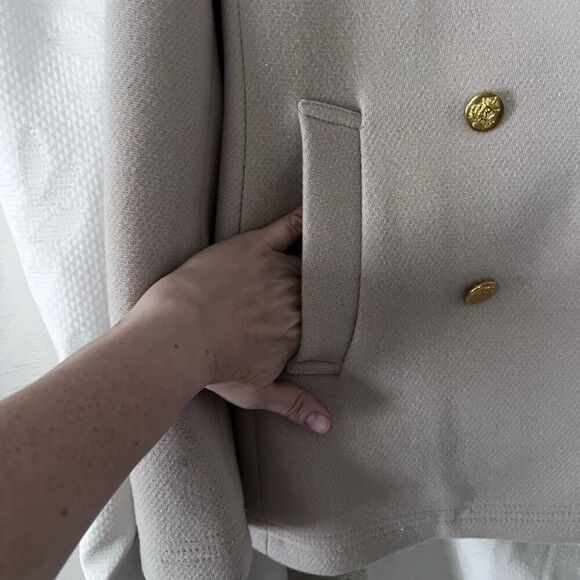J. Crew The Stadium Cloth Wool Blend Pea Coat In Cream Size 8 - Picture 7 of 14